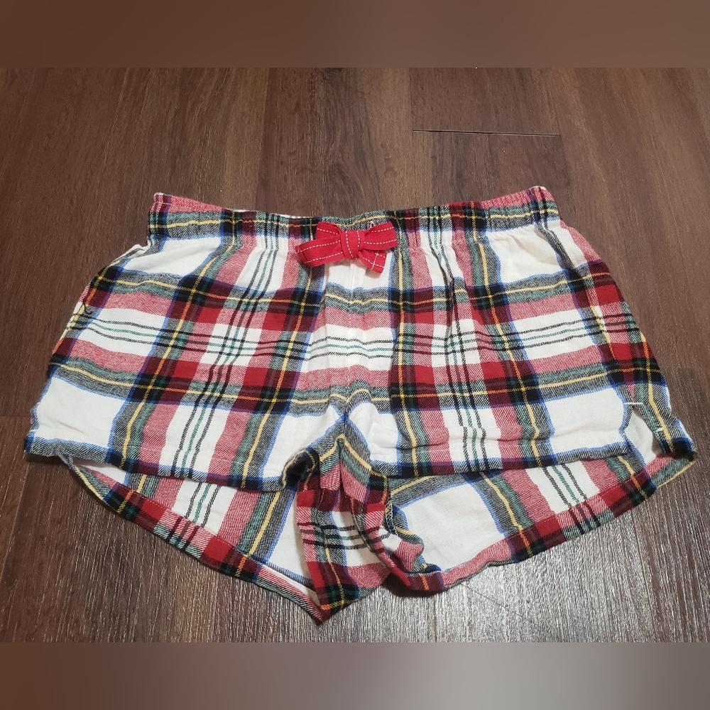 Old Navy Womens Flannel Christmas White Tartan Plaid Shorts sz XS
